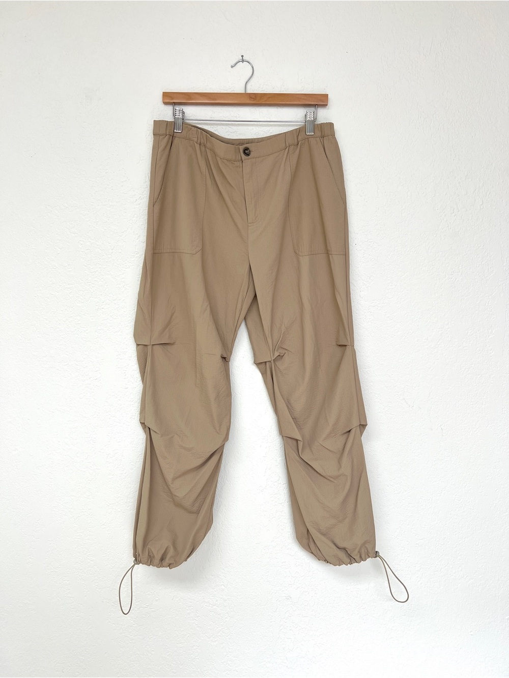 Find Me Now Orion Cargo Pants Notched Baggy Relaxed Trousers Tan Cream L